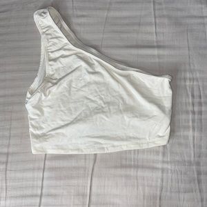 One side white crop top